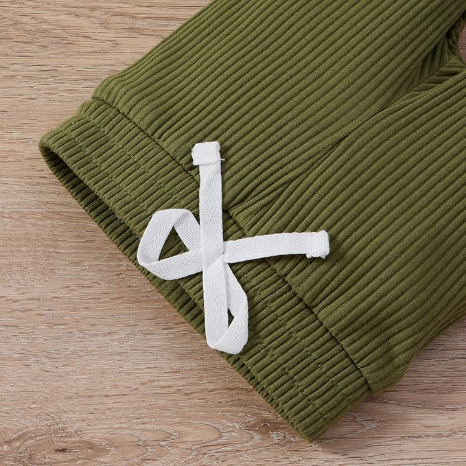 Newborn Baby Boy Girl Clothes Ribbed Knitted Cotton Long Sleeve Romper Long Pants Solid Color Fall Winter Outfits