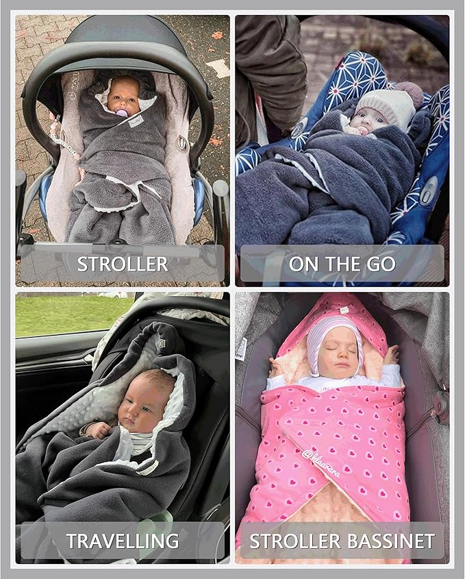 Car Seat Blankets for Babies Winter - Stroller Footmuff Carseat Cover Baby 5 Point Harness - Swaddle Bunting Bag (Flower Beige)