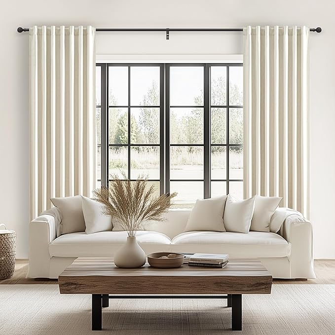 Warm Cream Short Length Blackout Curtains for Bedroom 63 Inch Length Pretty Custom Drapes Thermal Kitchen Traverse Curtains with Hooks for Track/Back Tab Basement Window Gray(50W x 63L 2Panels)