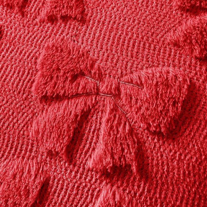 MIULEE Christmas Red Bow Pillow Covers Coquette Room Decor Aesthetic Set of 2 Decorative Cute Girl Throw Pillow Soft Plush Faux Pillowcase for Girl Bed Couch Sofa,18x18 Inch