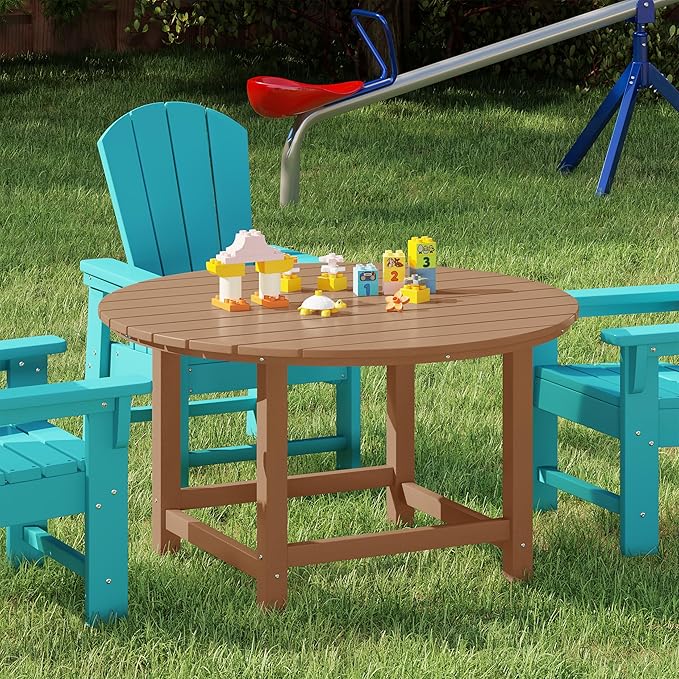 Costaelm Kids Dinner Table, Toddler Play Desk Student Desk Outdoor Childrens Picnic Tables for Children Arts & Crafts, Snack Time, Multi-Activity Table for Ages 2-8 in Home/Outside, Teak
