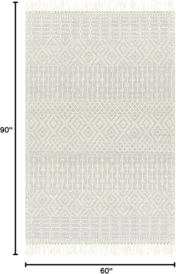 Mark&Day Wool Rugs, 5x7 Gratz Global Light Gray Area Rug, Grey Beige Carpet for Living Room, Bedroom or Kitchen (5' x 7'6")