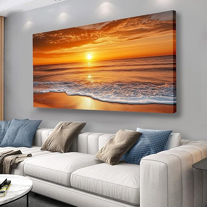 Yuaxker Ocean Wall Art Red Print Aesthetic Wall Decor Modern Trendy Canvas Artwork for Living Room Bedroom Dining Room Office Home Decor 20x40inch
