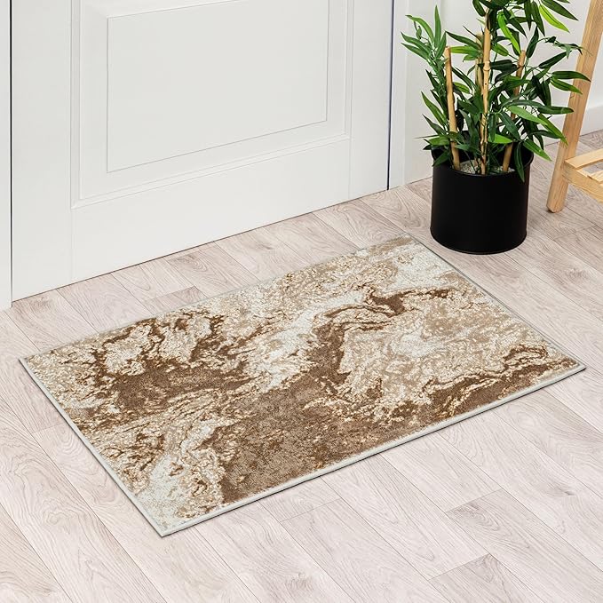 LUXE WEAVERS Marble Swirl Abstract Area Rug, Beige 2x3