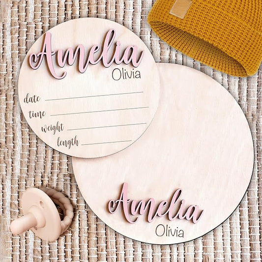 NAZENTI Personalized Baby Name Announcement Wooden Signs, Custom Birth Announcement And Footprint Sign For Hospital, Baby's Arrival Gift For Decor, Welcome Sign, Gifts For Baby Girl Or Boy Shower