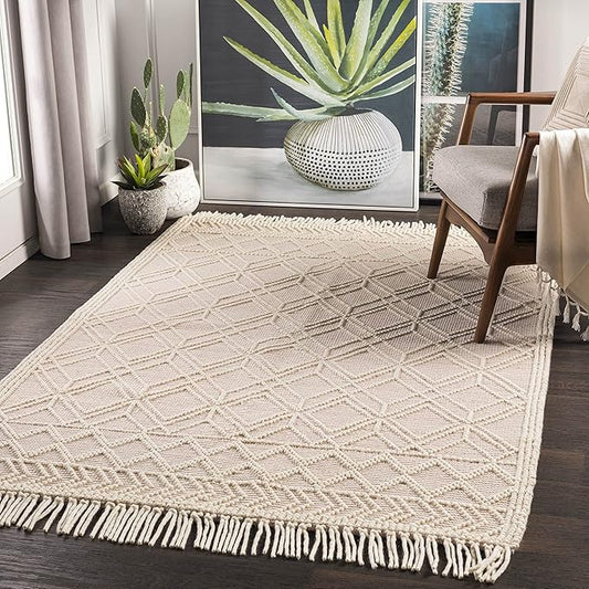 Mark&Day Wool Rugs, 2x4 Staveley Cottage Bright Pink Area Rug, Cream Pink Ivory Carpet for Living Room, Bedroom or Kitchen (2'3" x 3'9")