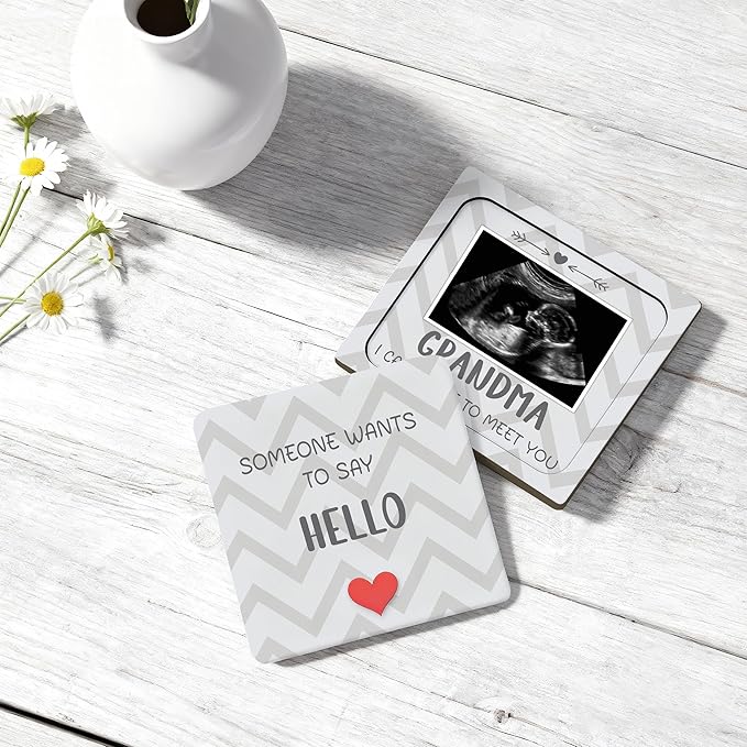 Pregnancy Announcement Sonogram Picture Frame for Grandma, Ultrasound Photo Frame Wooden Surprise Box for New Grandparents, Pregnancy Reveal Keepsake for Grandmothers, First Mother's Day Gifts