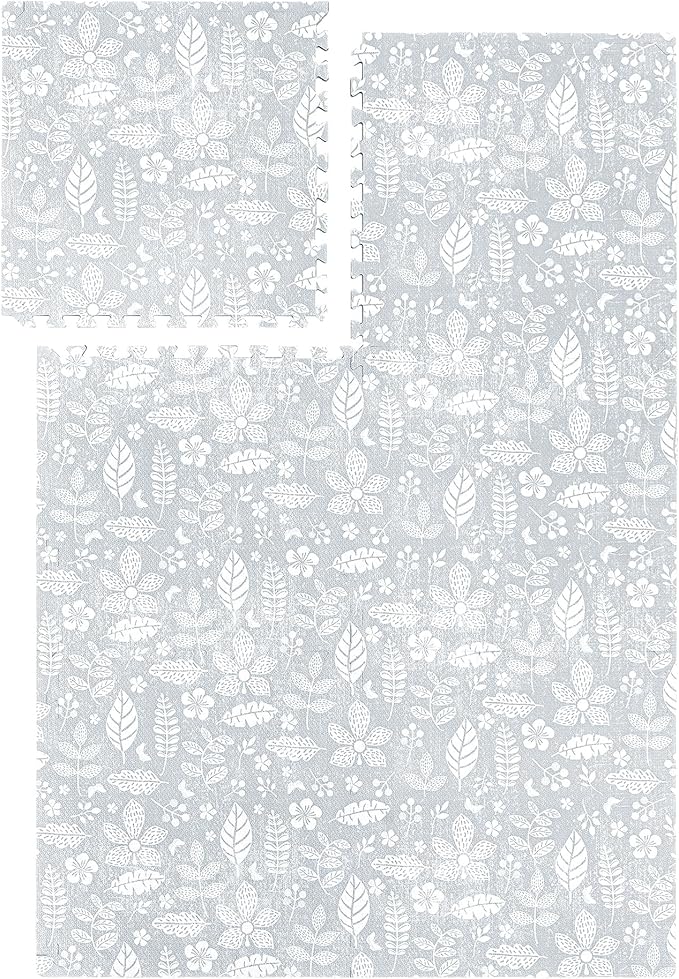 PopsyKosy Premium Baby Floor Play Mat - Thick & Cushioned 0.5 inch Playroom Foam Mat, Non-Toxic Odorless - 6 Tiles - Spacious 6x4 ft. - Stylish & Large, Waterproof for Kids & Toddlers - Tranquil Gray