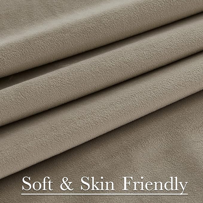 StangH 90 inches Long Camel Beige Velvet Curtains Soft Back Tab Privacy Room Dividers for Office, Solid Room Darkening Door Curtains for Bedroom Rustic Home Decor, W62 x L90, 2 Panels