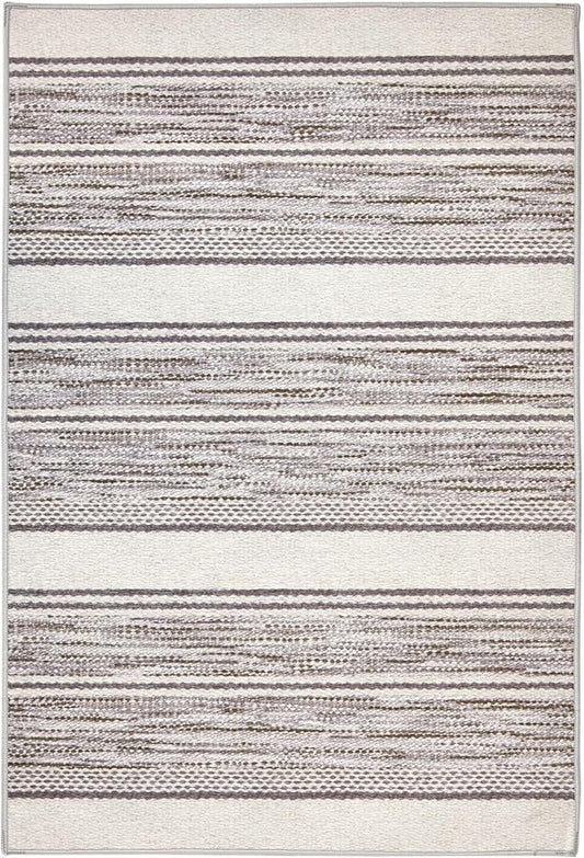 Dash & Albert Ellington Stripe Grey Machine Washable Rug, 2 X 3 Feet, Grey Stripe Pattern