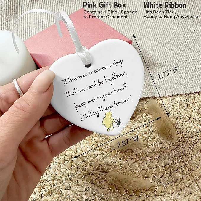 Heart Shaped Christmas Ornament-Best Friends Keepsake-Goodbye Farewell Leaving Gift-Ceramic Plaque Decor-If There Ever Comes a Day Double-Sided Design
