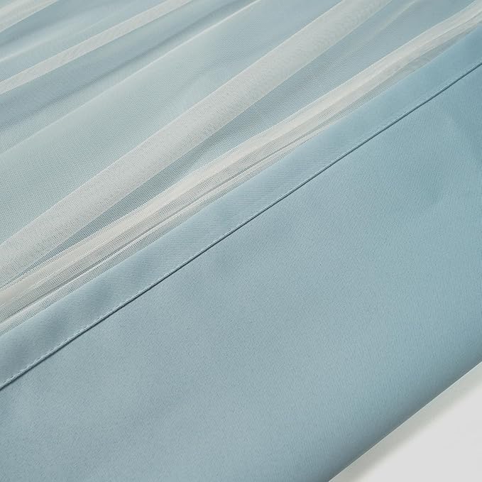 INLINAS 52 x 96 Inch Blackout Curtains with Sheer Overlay - Grommets Thermal and Noise Reduction Panels for Bedroom and Living Room Light Blocking and Energy Saving, Sky Blue, Set of 2