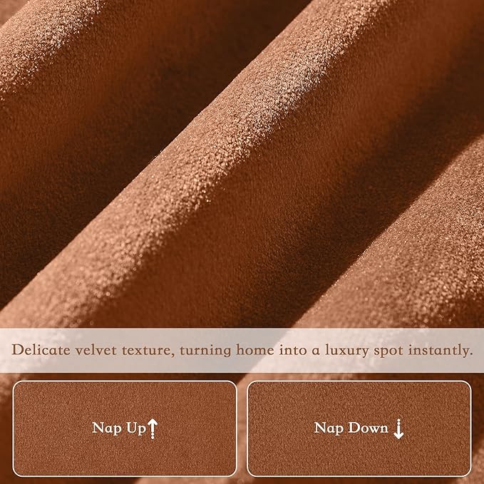 StangH Pinch Pleat Floor to Ceiling Velvet Curtains,Burnt Orange Luxury Fall Curtains Vertical Room Darkening Thermal Drapes for Bedroom Track System, W40 x L108, 2 Panels