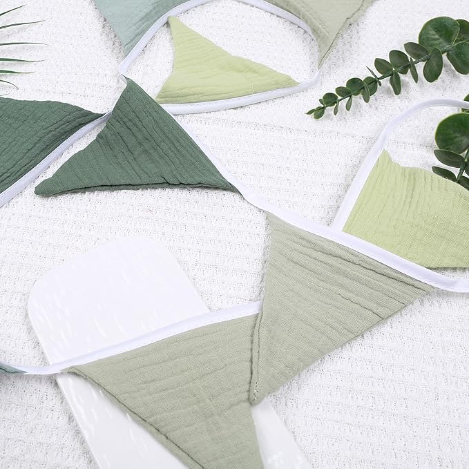 Pennant Banner Flags,Infant and toddler room decoration pennant,for Nursery Decor Baby Birthday Boho Wedding Shower Party Event (Green Theme Banner)