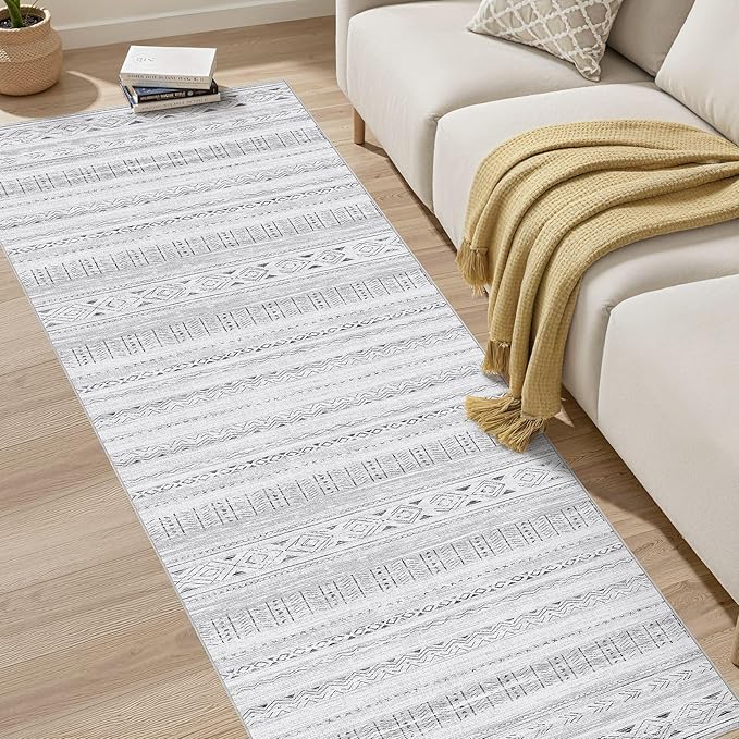 Area Rugs for Living Room Washable Living Room Rug Soft Neutral Indoor Floor Carpet Non-Slip Stain Resistant Modern Boho Rugs for Bedroom Dining Room Kids Room Nursery Office Home Dark Grey