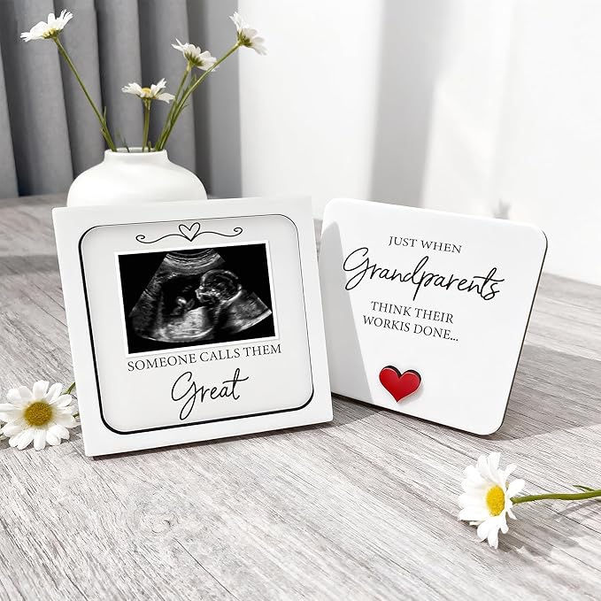 Pregnancy Announcement Ultrasound Picture Frame, Just When Grandparents Think Their Work is Done Someone Calls Them Great Wooden Surprise Box, Baby Announcement Pregnancy Reveal Gifts