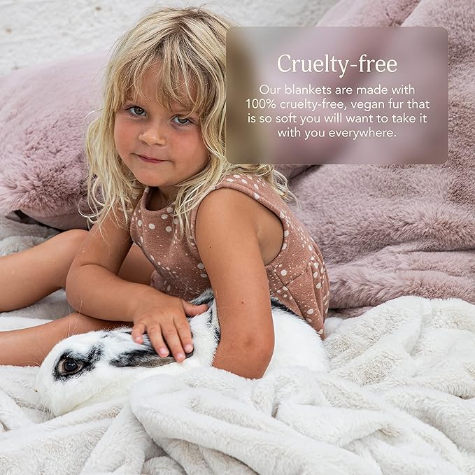 UnHide Cuddle Puddle - Faux Fur Blanket - Oversized, Lightweight, Extra Soft Blanket - Machine Washable - Add a Layer of Softness to Any Bed or Couch - 100” x 100” - Rosy Baby