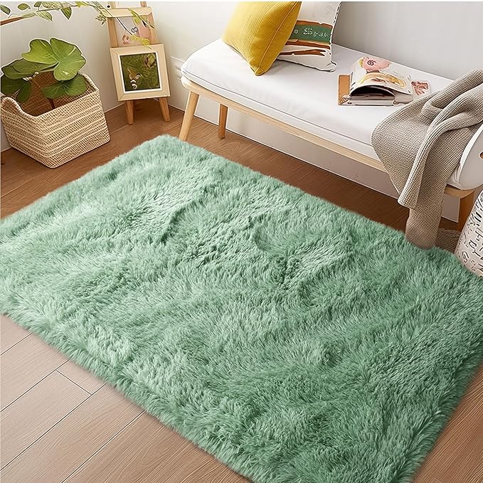 Sage Rug Collection - 3 x 5' Non-Slip Height Pile 1.4" Plush Rug Rubber Backing - Throw Rugs Carpet for Bedroom