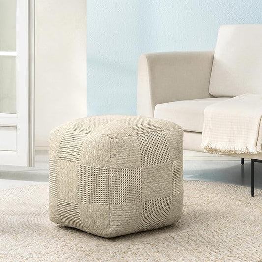Anji Mountain 100% Handmade & Handcrafted Comfortable Home Décor Pouf Ottoman Footrest for Living Room, Bedroom, Nursery, Kidsroom, Patio Furniture - (20" x 20" x 20" - Natural)