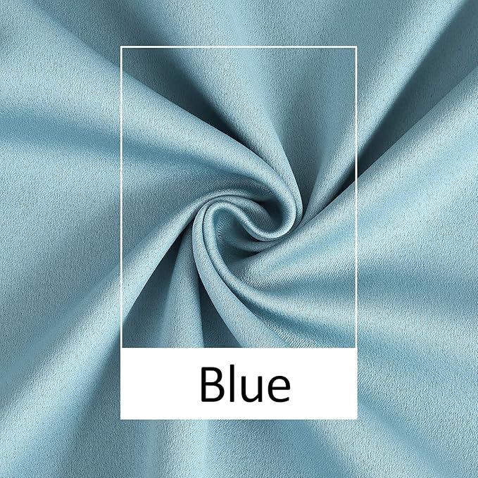 Treatmentex 100% Blackout Curtain Blue Sliding Door Curtains Pom Pom Extra Wide Glass Door Curtains for Living Room Energy Efficient Thermal Patio Door Drapes Grommet Top 1pc 100x84 Light Blue