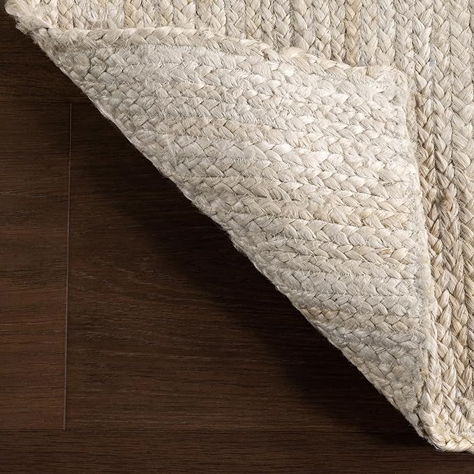 nuLOOM Oval 5x8 Rigo Jute Hand Woven Area Rug, Off White, Solid Farmhouse Design, Natural Fiber, For Bedroom, Living Room, Dining Room, Hallway, Office, Kitchen, Entryway