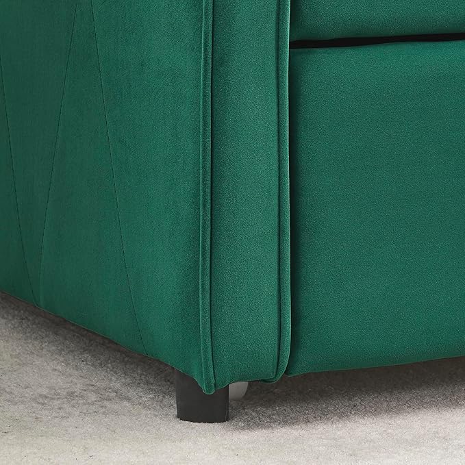 Bellemave Twin Upholstered daybed with Trundle, Velvet Sofa Bed Twin Size, daybed with Trundle for Adults, Kids, Girls, Teens, for Living Room, Green