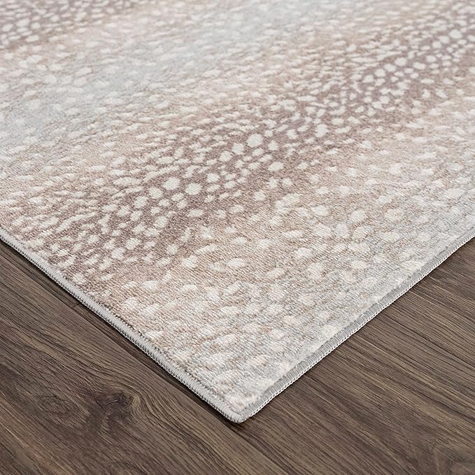 Hauteloom Pointblank Modern Animal Print Area Rug for Living Room, Bedroom - Bohemain Leopard Print Carpet - Contemporary Antelope Print Rug - Gray, Brown, Beige - 6'7" x 9' (6x9)