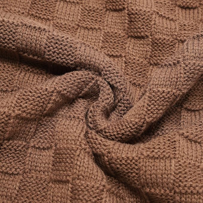 LAWKUL Baby Blankets Knit Cable Babe Blanket Soft Airy Newborn Infant Receiving Swaddling Brown Neutral Crib Stroller 40"x30"