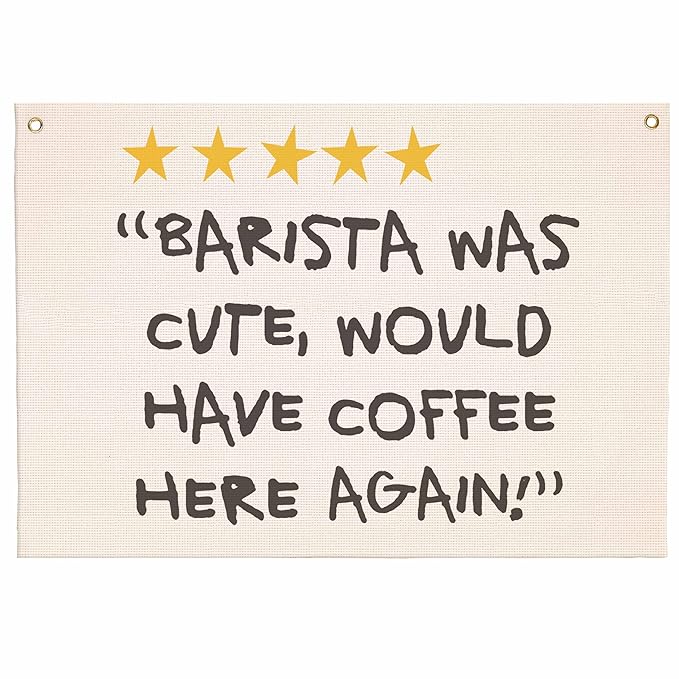 Funny Coffee was Great Barista was Cute-Boho Rectangular Banner Flag Wall Art Decor Gift for Baristas-Kitchen Coffee Reading Room Bedroom Decor-Barista Was Cute-Birthday Christmas Gift