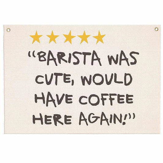 Funny Coffee was Great Barista was Cute-Boho Rectangular Banner Flag Wall Art Decor Gift for Baristas-Kitchen Coffee Reading Room Bedroom Decor-Barista Was Cute-Birthday Christmas Gift