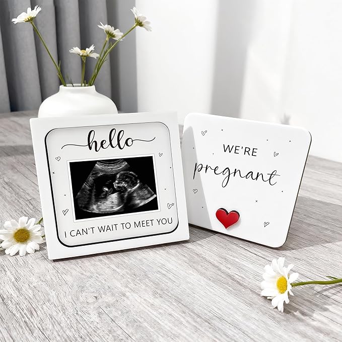 Pregnancy Announcement Ultrasound Picture Frame, We're Pregnant Wooden Surprise Box, Baby Coming Soon Announcement Sign, Pregnancy Reveal Gifts for Grandparents, Husband, Friends, Auntie, Uncle
