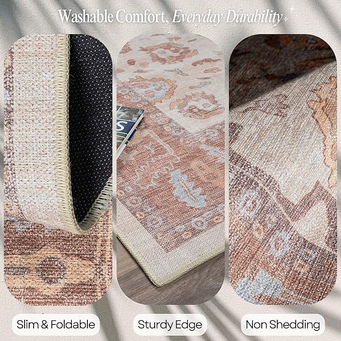 Fame Rugs Brown Modern Oushak Rug 9x12, Vintage Turkish Colorful Oriental Washable Antique Inspired Oversize Area Rugs, Luxury Living Room Bedroom (383BB, 9' x 12)