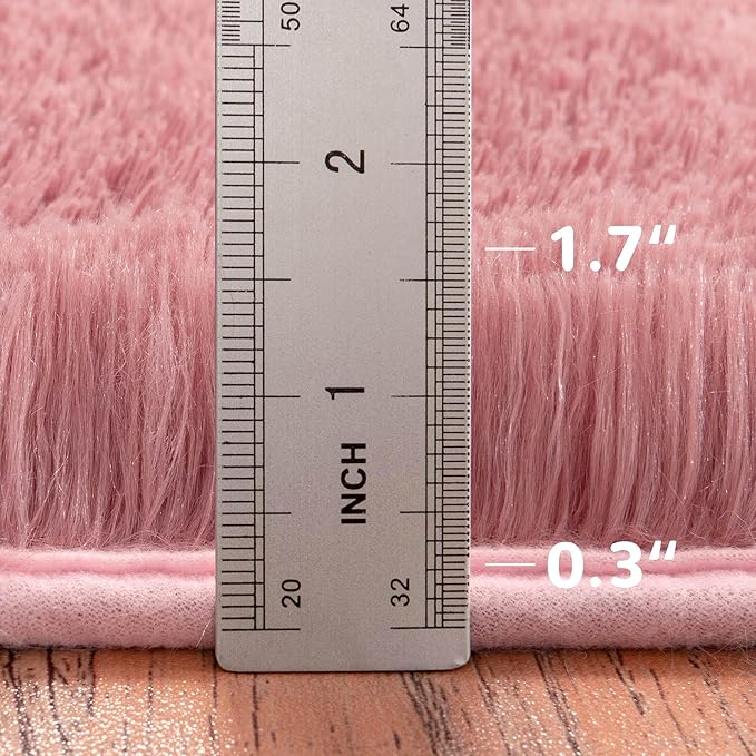 Round Fluffy Rug 8FT Blush - Super Soft Circle for Kids Room - Shaggy Circular for Nursery - Fuzzy Plush for Teens - Furry Carpet for Boys Girls Room