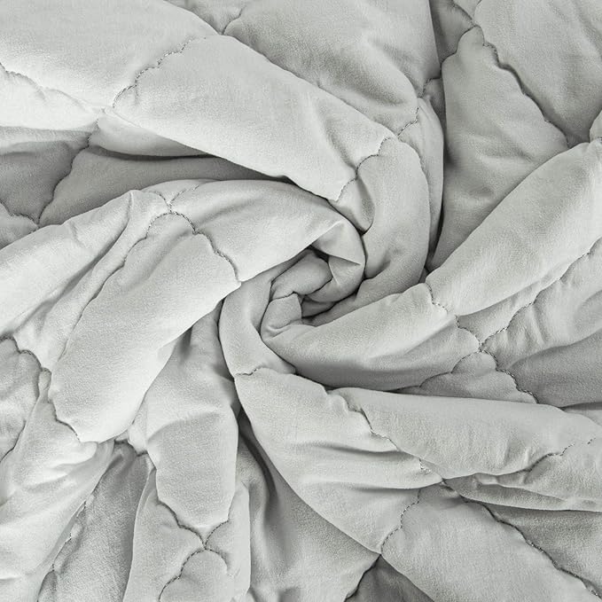 BEDSUM 100% Brushed Microfiber Down Alternative Toddler Comforter, Ultra Soft Lightweight and Warm Breathable Crib Quilted Blanket for Nursery Stroller Bed, 39x47 Inches, Light Grey