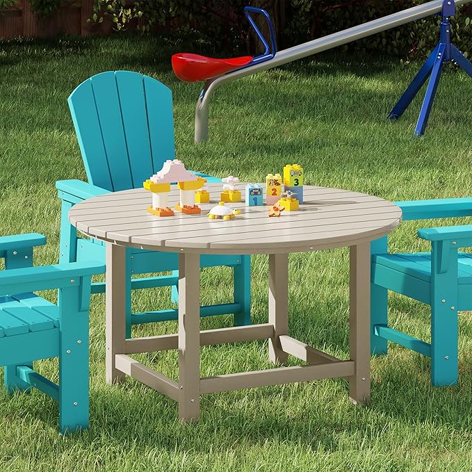 Costaelm Kids Dinner Table, Toddler Play Desk Student Desk Outdoor Childrens Picnic Tables for Children Arts & Crafts, Snack Time, Multi-Activity Table for Ages 2-8 in Home/Outside, Sand