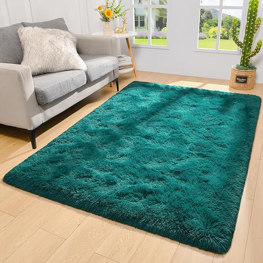 BENRON Soft Area Rugs for Living Room Bedroom Washable, Fluffy Rugs for Kids Children Girls Boys Room Decor, 3x5 Throw Rug for Nursery Kitchen Dining Table, Indoor Floor Carpets, Teal Green