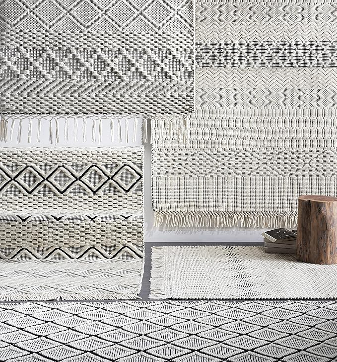 Mark&Day Wool Rugs, 6x9 Gschnitz Global Cream Area Rug, Cream Grey Carpet for Living Room, Bedroom or Kitchen (6' x 9')