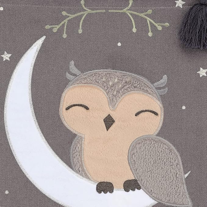 Lambs & Ivy Owl Canvas Banner Nursery Wall Art/Wall Hanging - Gray