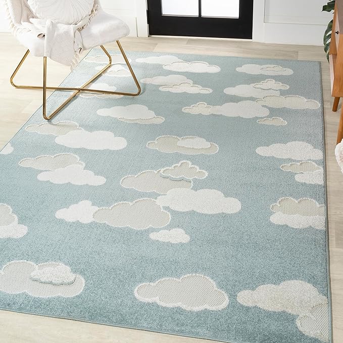 JONATHAN Y Hedwig High-Low Cloud Blue 3x5 Indoor/Outdoor Area Rug, Youth Scandi, Kids, Modern, Cottage, Transitional for Bedroom,Kitchen,Living Room,Non Shedding,Easy-Washing (SCN105A-3)