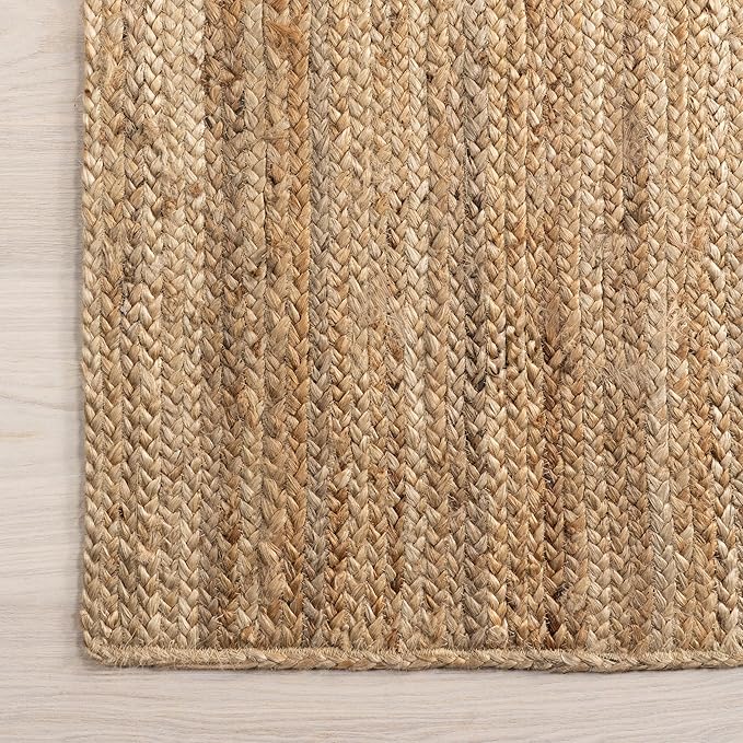 nuLOOM 2x10 Rigo Jute Hand Woven Area Rug, Natural, Solid Farmhouse Design, Natural Fiber, For Bedroom, Living Room, Dining Room, Hallway, Office, Kitchen, Entryway