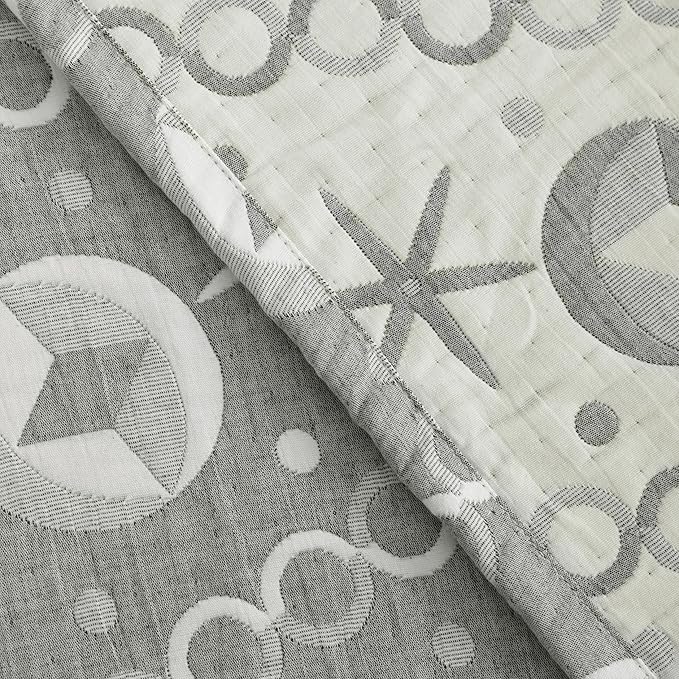 NTBAY 3 Layer Oversized Muslin Cotton Toddler Blanket, 45x60 Inches Jacquard Reversible Nursery Bed Blanket, Super Soft and Thermal Crib Blanket for All Seasons, Baby Gift, 45"x60", Grey Starfish