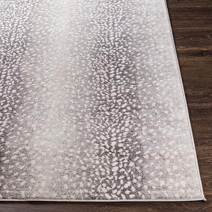 Livabliss Area Rugs - 7x9 Pablo Modern Antelope Print Medium Gray Area Rug for Living Room Bedroom - Animal Theme Non-Shedding Stain Resistant Carpet for Kitchen, Office (6'7" x 9')