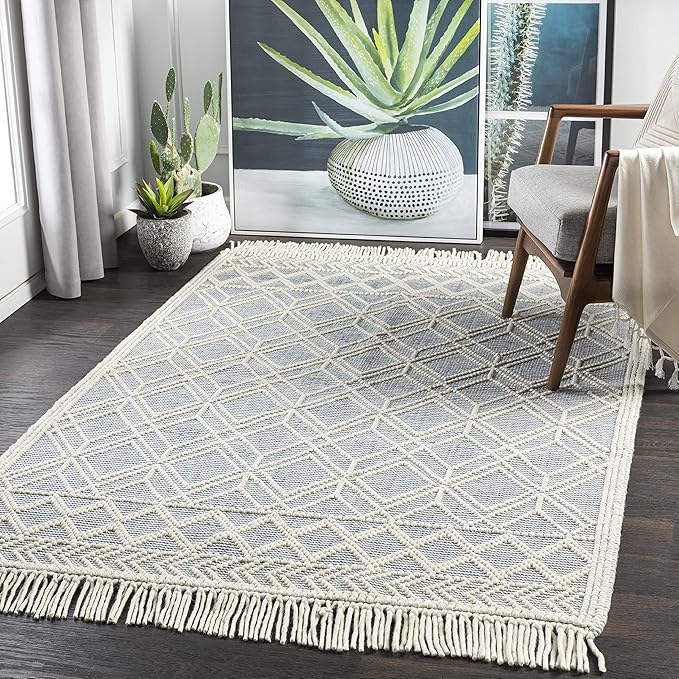 Mark&Day Wool Rugs, 2x4 Staveley Cottage Denim Area Rug, Grey White Ivory Carpet for Living Room, Bedroom or Kitchen (2'3" x 3'9")