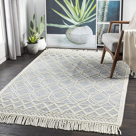 Mark&Day Wool Rugs, 2x4 Staveley Cottage Denim Area Rug, Grey White Ivory Carpet for Living Room, Bedroom or Kitchen (2'3" x 3'9")