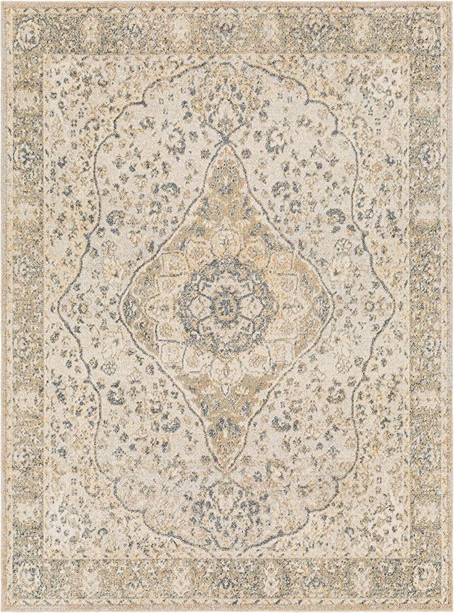 Mark&Day Washable Rugs, 8x10 Eminence Traditional Camel Area Rug, Brown Taupe Carpet for Living Room, Bedroom or Kitchen (7'10" x 10'2", Machine Washable)