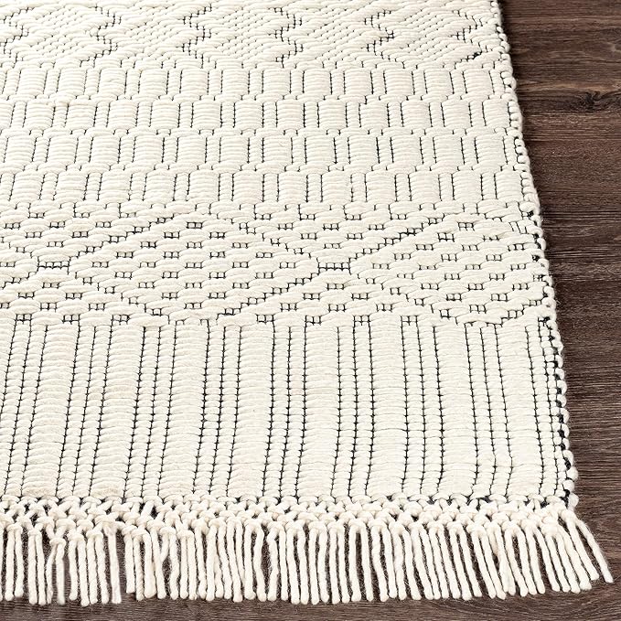 Mark&Day Wool Rugs, 6x9 Gschnitz Global Cream Area Rug, Cream Grey Carpet for Living Room, Bedroom or Kitchen (6' x 9')