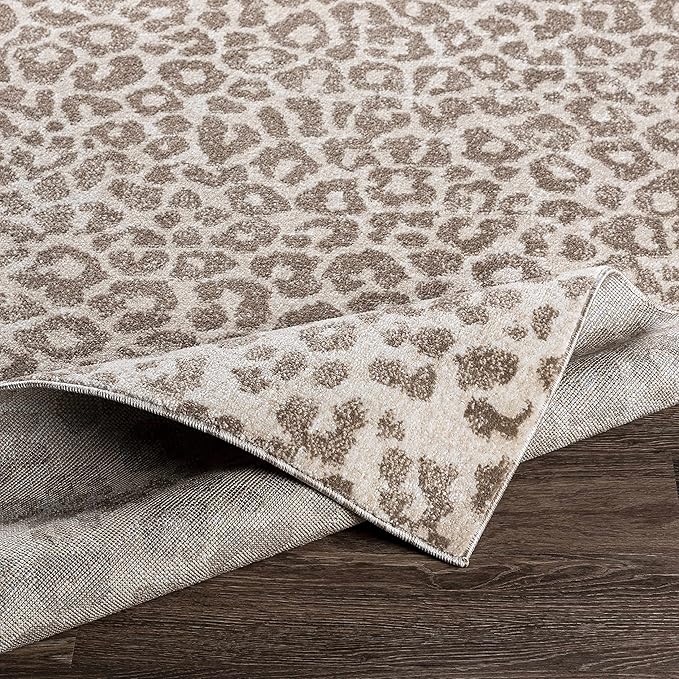 Hauteloom Bonhill Modern Animal Print Area Rug for Living Room, Bedroom, Dining Room - Bohemain Leopard Print Carpet - Tan, Terracota, Brown, Beige, Ivory - 6' x 9'