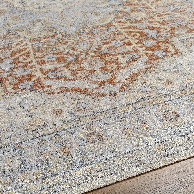 Mark&Day Washable Rugs, 2x4 Hollyvilla Traditional Beige Area Rug, Beige Blue Orange Carpet for Living Room, Bedroom or Kitchen (2'3" x 3'9", Machine Washable)