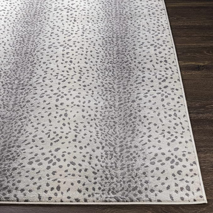 Hauteloom Leichhardt Modern Animal Print Area Rug for Living Room, Bedroom - Bohemain Leopard Print Carpet - Contemporary Antelope Print Rug - Light Gray, Dark Gray - 7'10" x 10' (8x10)