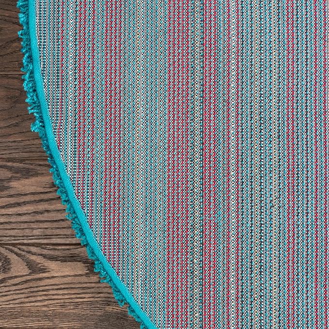 Unique Loom Solid Shag Collection Area Rug (5' 1" x 8' Oval, Turquoise)